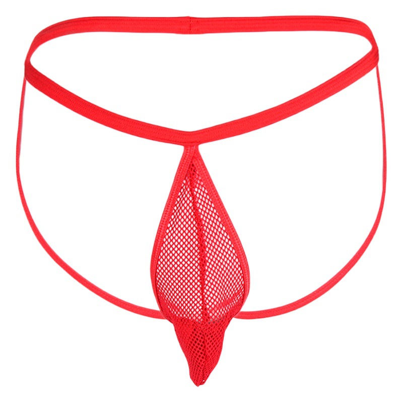 Ye Zimei sexy underwear wholesale thong men's U convex underwear sexy double Ding transparent mesh open crotch T pants