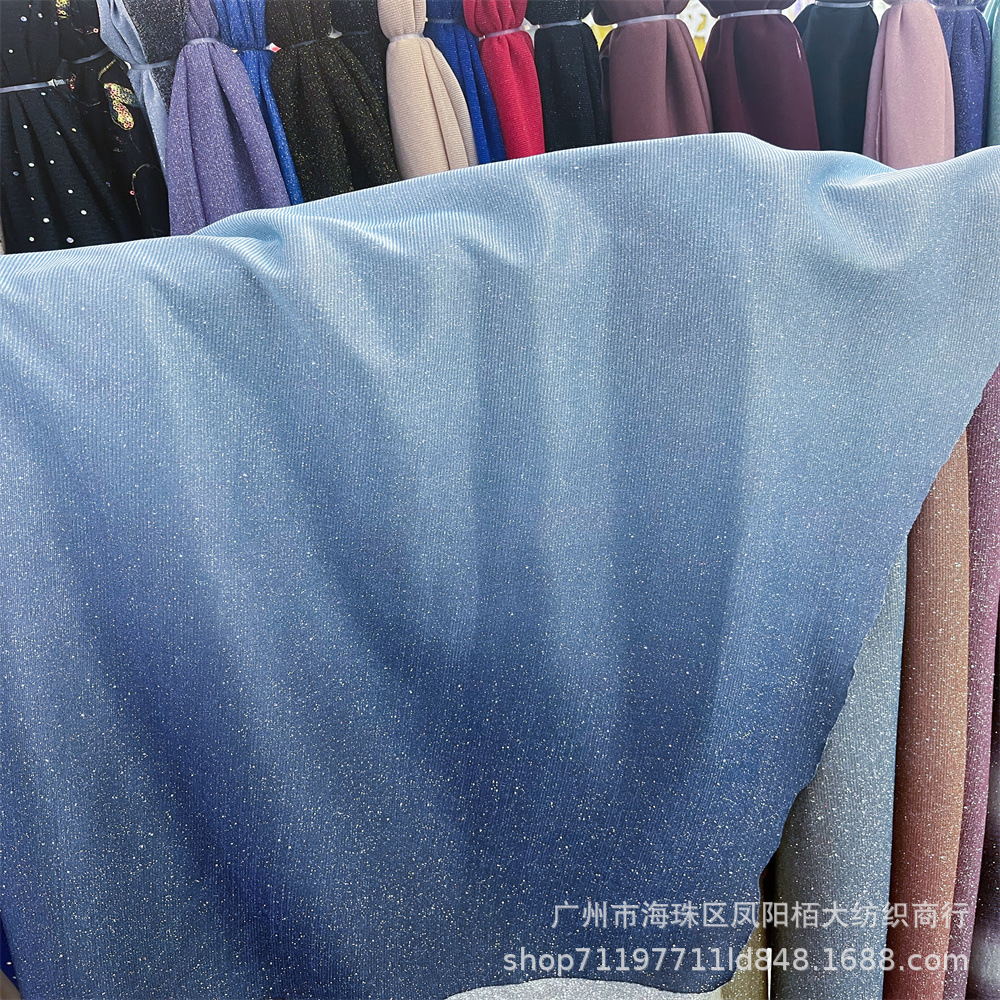 Picture of Wholesale Fabric Glitter Knitted Polyester Fabric Gradient Slide Silk Powering Dress Fabric Nightclub Prom dress