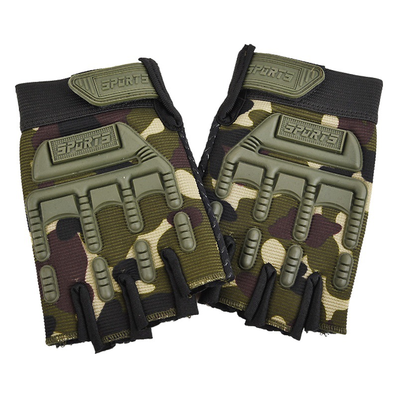 Children's Protective Anti-Slip Combat Half-Finger Sports Gloves Adult Parent-Child Tactical Gloves Outdoor Cycling and Mountaineering