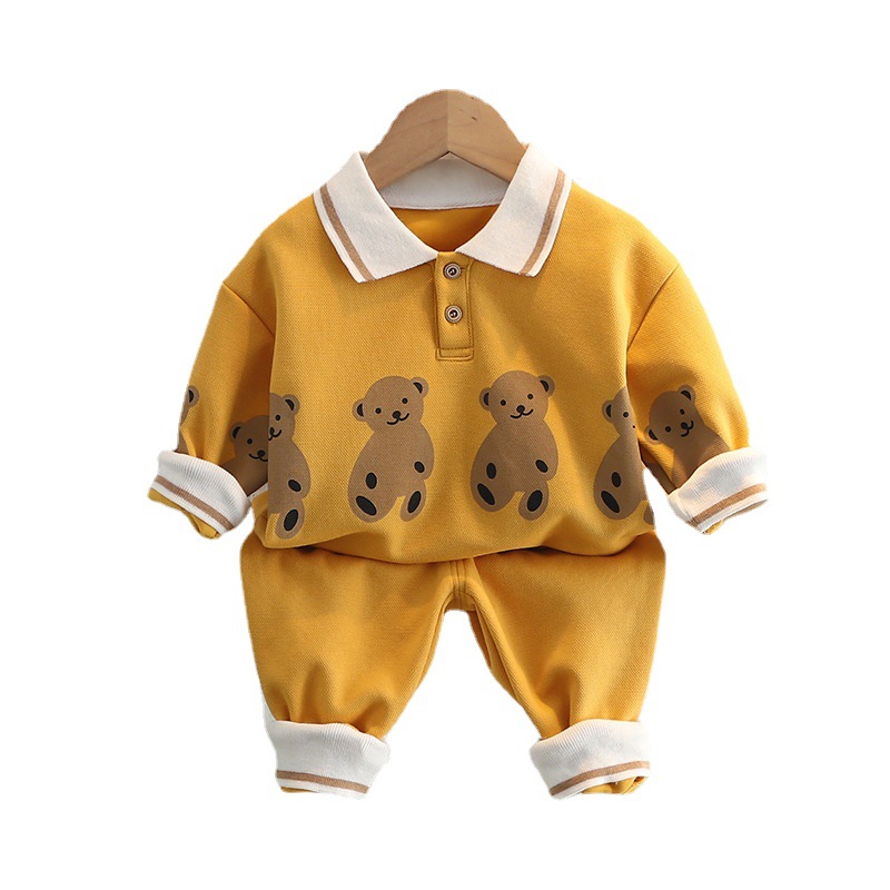 Picture of Children's suit 2024 spring new children's sweater two-piece cartoon lapel boys autumn suit girls suit