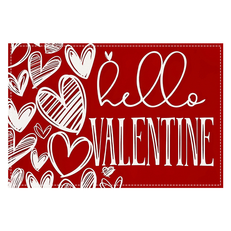 Picture of Valentine's Day Love Rose Printed Placemat Love Love Linen Table Mat Cross-border Home Kitchen Heat Insulation Mat Coaster