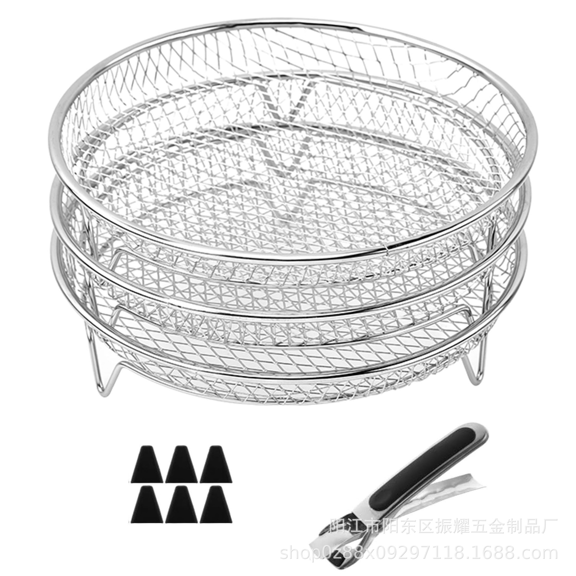Picture of Multifunctional Air Fryer 304 Stainless Steel Edging Process Accessories Grill Steam Rack Multi-Layer Universal Kitchen Utensils