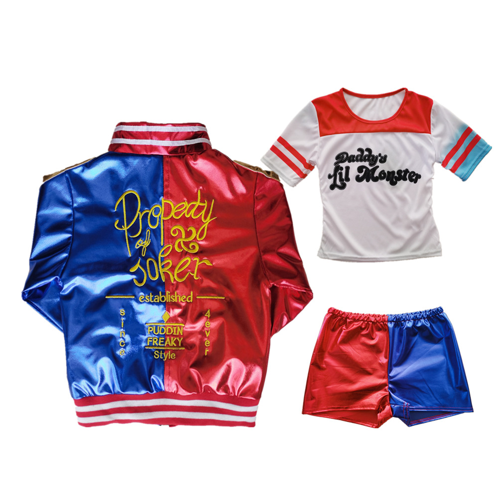 Picture of Carnival Adult Female High-End Embroidered Harley Quinn Cosplay Costume Movie Character Belt Jacket T-Shirt Shorts Pattern