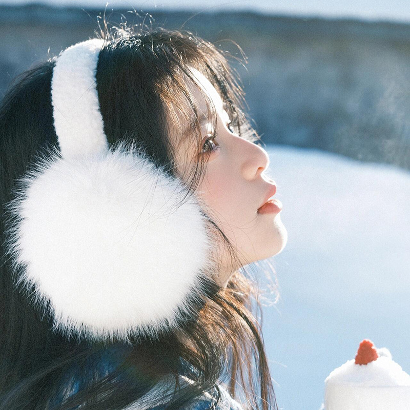 Picture of Northeast Tourism Plush Earmuffs Women's Winter Cute White Warm Anti-freeze Warm Ear Cover Ear Cover All-match Ear Cover