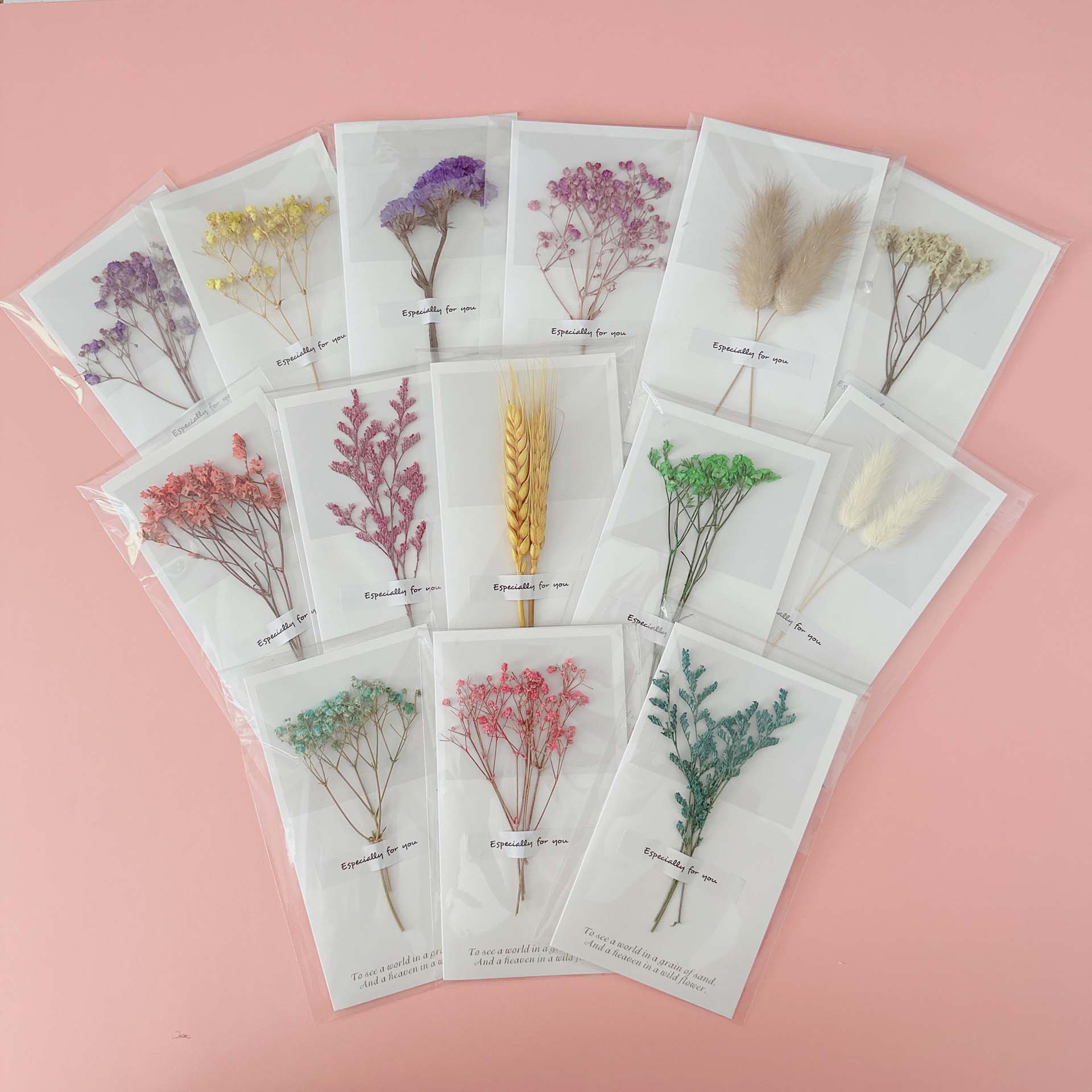 Picture of Gypsophila Dried Flower Greeting Card Birthday Greeting Card Creative Handmade Card Mid-Autumn Festival Handwritten Creative Universal Greeting Card