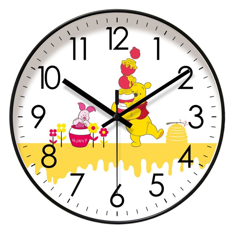Ipura 6945 Cartoon Early Education Wall Clock Living Room Clock Cute Bear Children's Learning Wall Watch Silent Quartz Clock