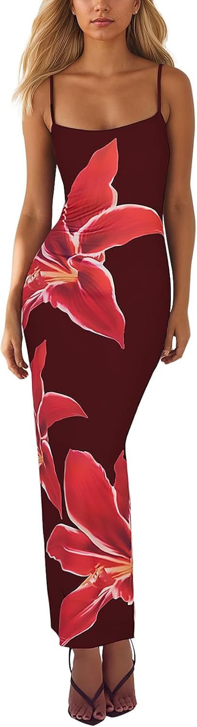 Picture of Autumn 2025 New Elegant Temperament Tight Low-cut Contrast Color Rose Print Design One Step Sling dress