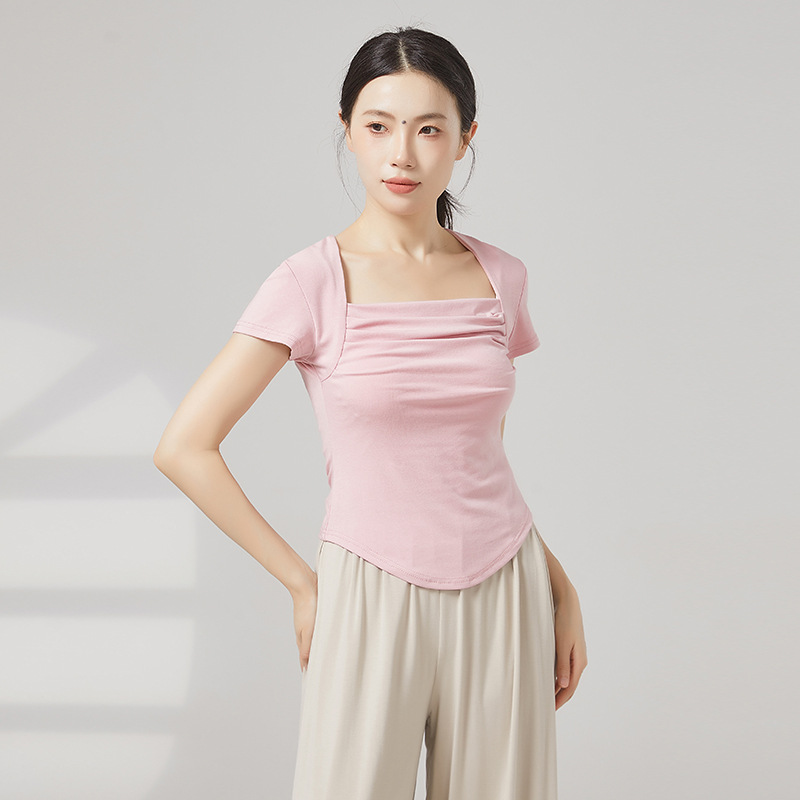 Modern Dance Clothing Square Collar Short-sleeved Top Chinese Dance Classical Dance Body Dance Summer Practice Clothing