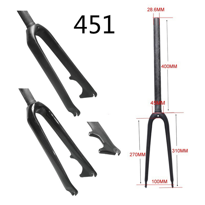 Factory supply full carbon fiber bicycle wheelbarrow front fork 451 disc brake 20 inch small front fork light extinction