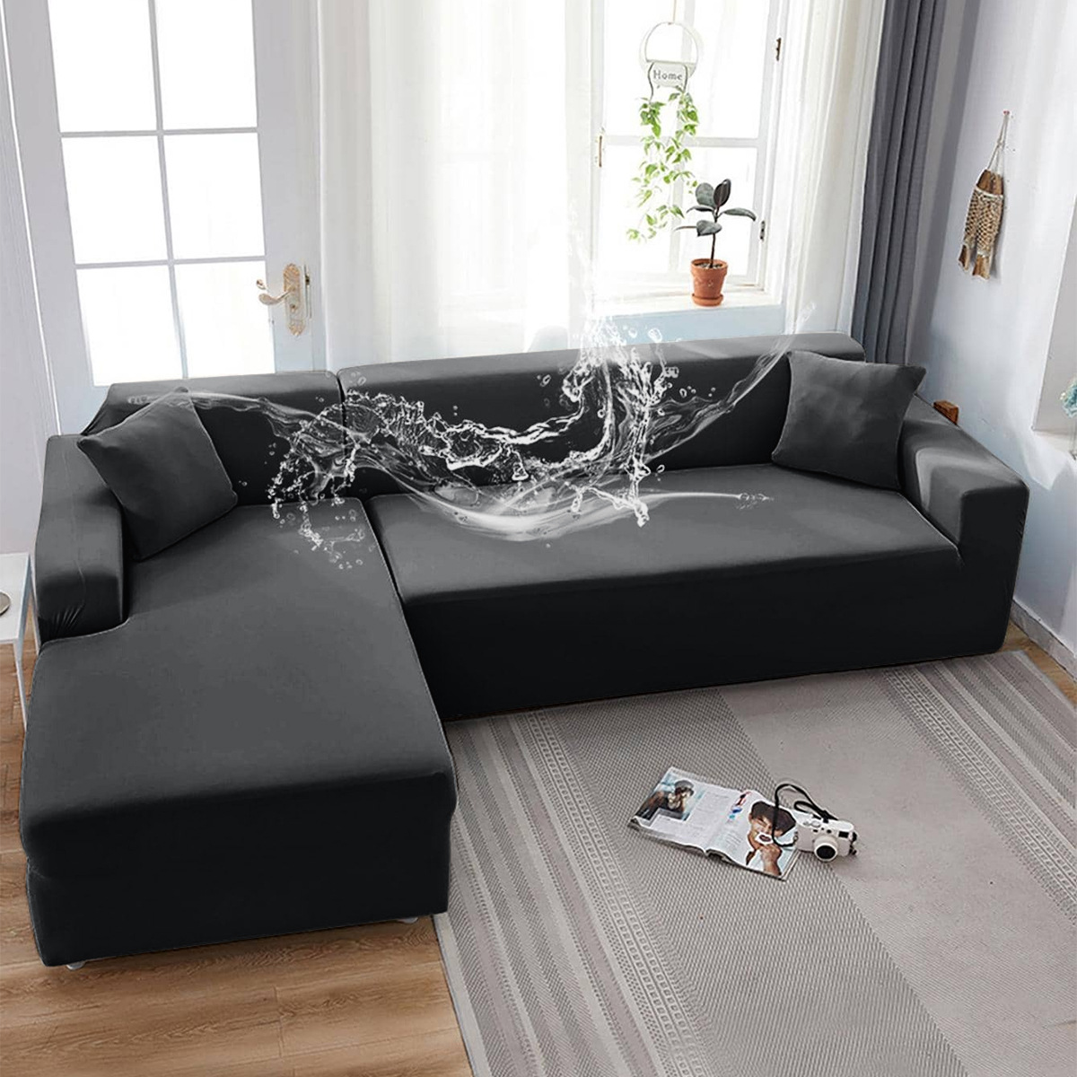 SHEIN in stock Sofa Cover Stretch Waterproof Milk Silk Sofa Cover Solid Color Universal All-inclusive Sofa Cover
