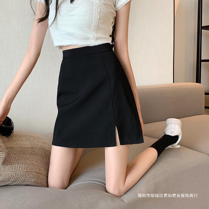 Skirt Women's Summer plus size Hip Korean Style Elegant Short Skirt 2023 New High Waist A- Shaped Skirt Women's Clothing Covering Cross
