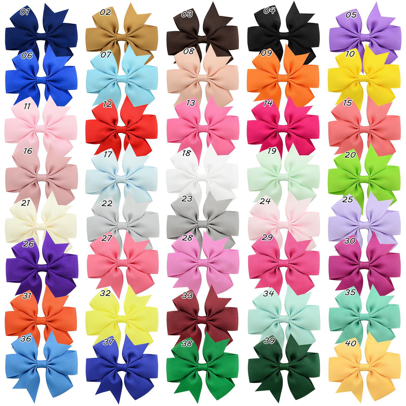 Picture of 53 Colors Amazon Hot Selling Six-Ear Pure Color Ribbed Fishtail Bow Hairpin Hair Accessories Kidsren's Headwear 564