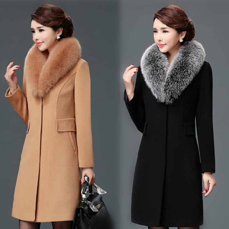 Korean version of the new woolen women's coat in the long woolen collar trench coat coat slim slim eBay a generation of hair
