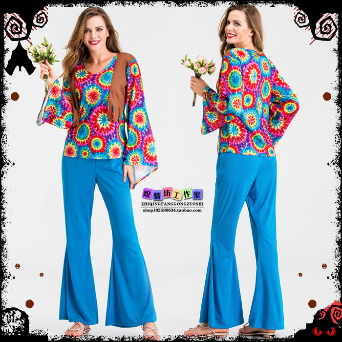 cosplay Vintage disco Costume Hawaiian Hip-ha Masquerade Bar Elvis Presley Show Costume