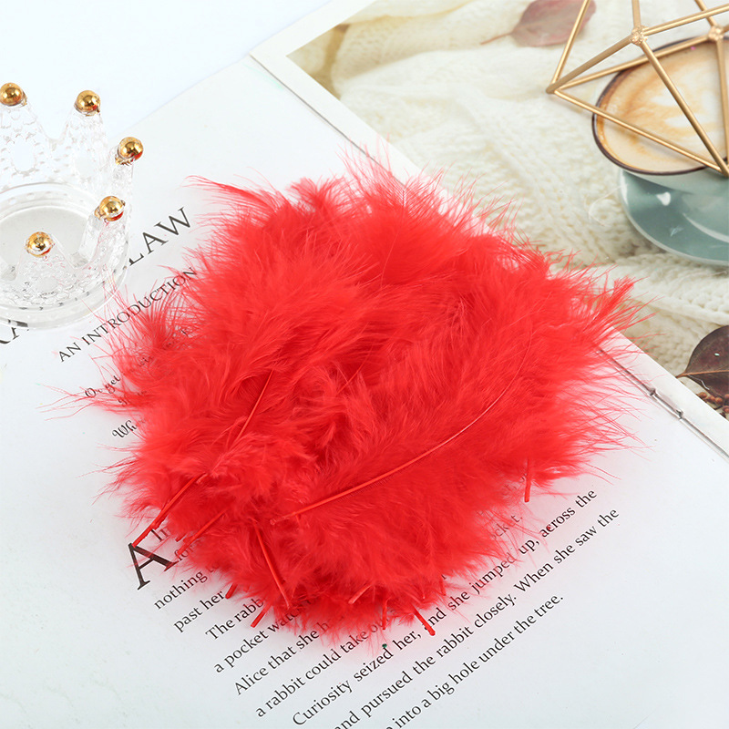 Picture of Feather decoration color turkey feather pointed tail velvet dream catcher net material wave ball gift box filler shooting props