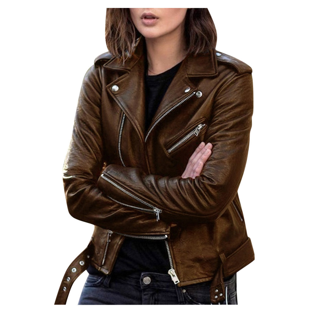 Picture of Leather Coat Women's New Top Autumn Short Spring Korean PU Biker Wear Slim-Fit Winter Leather Jacket