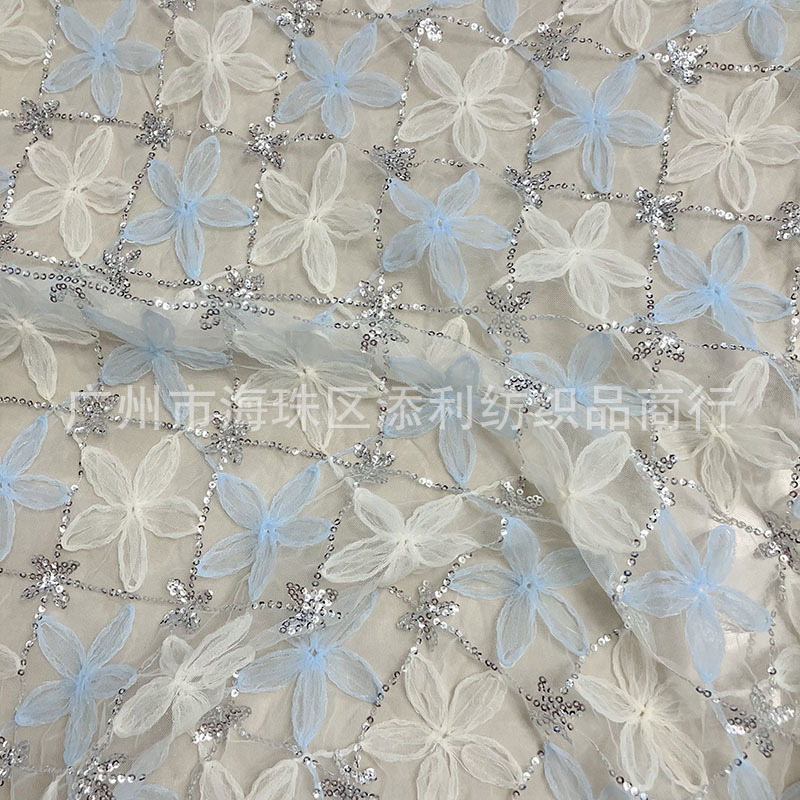 Picture of High-quality Mesh Plate with Multi-color Lolita Sequin Checkered Embroider Dress Kidsren's Clothing Decorative Fabric