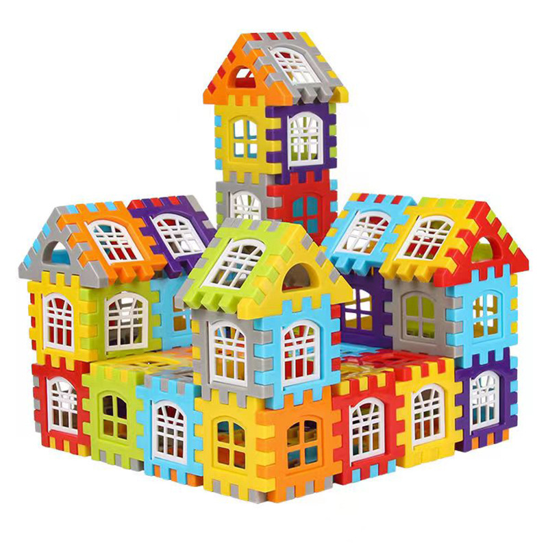 Picture of Children's Large House Building Blocks Toy Square Plastic Educational Puzzle House Large Particles Assembly Toys for 3 to 6 Years Old