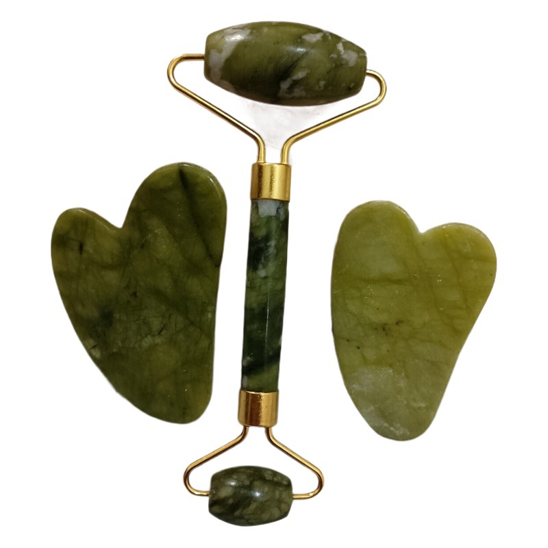 Jade roller massager natural jade roller scraping board set scraping pull stick beauty instrument color box