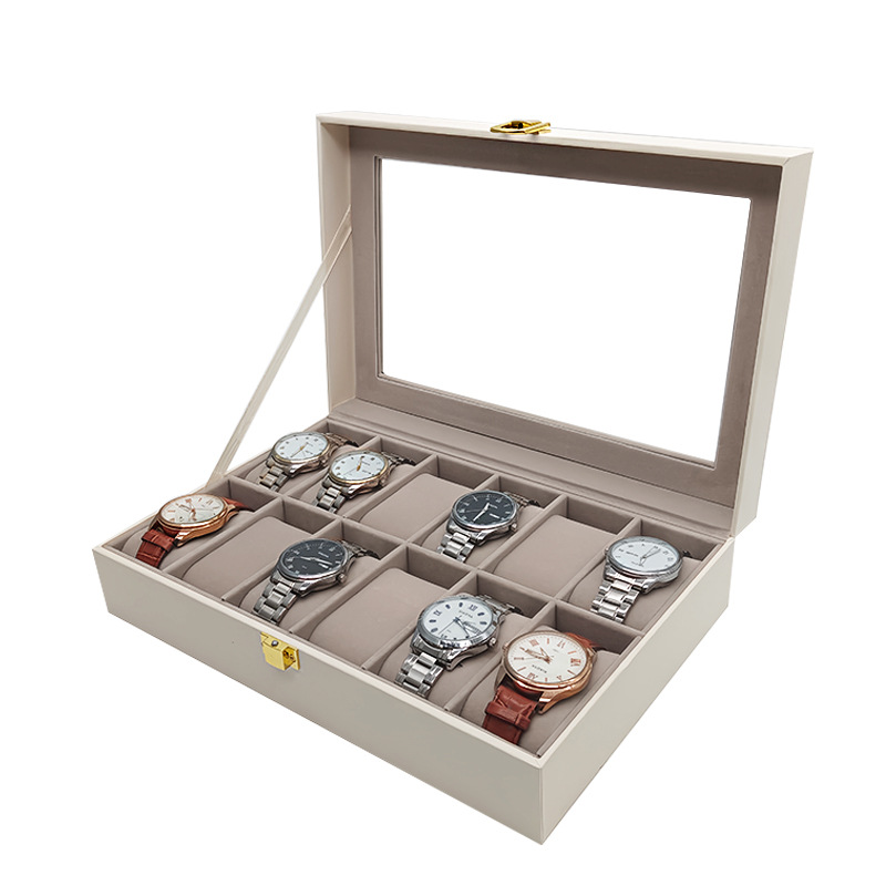 in stock wholesale white light luxury version 12 watch storage collection display box 12 watches storage box