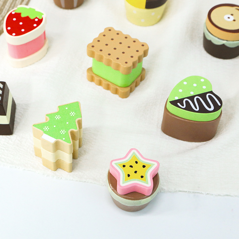 Picture of Children's Wooden Simulation 12 Dessert Play Home suit Kindergarten Cake Afternoon Tea Interactive Educational Toys