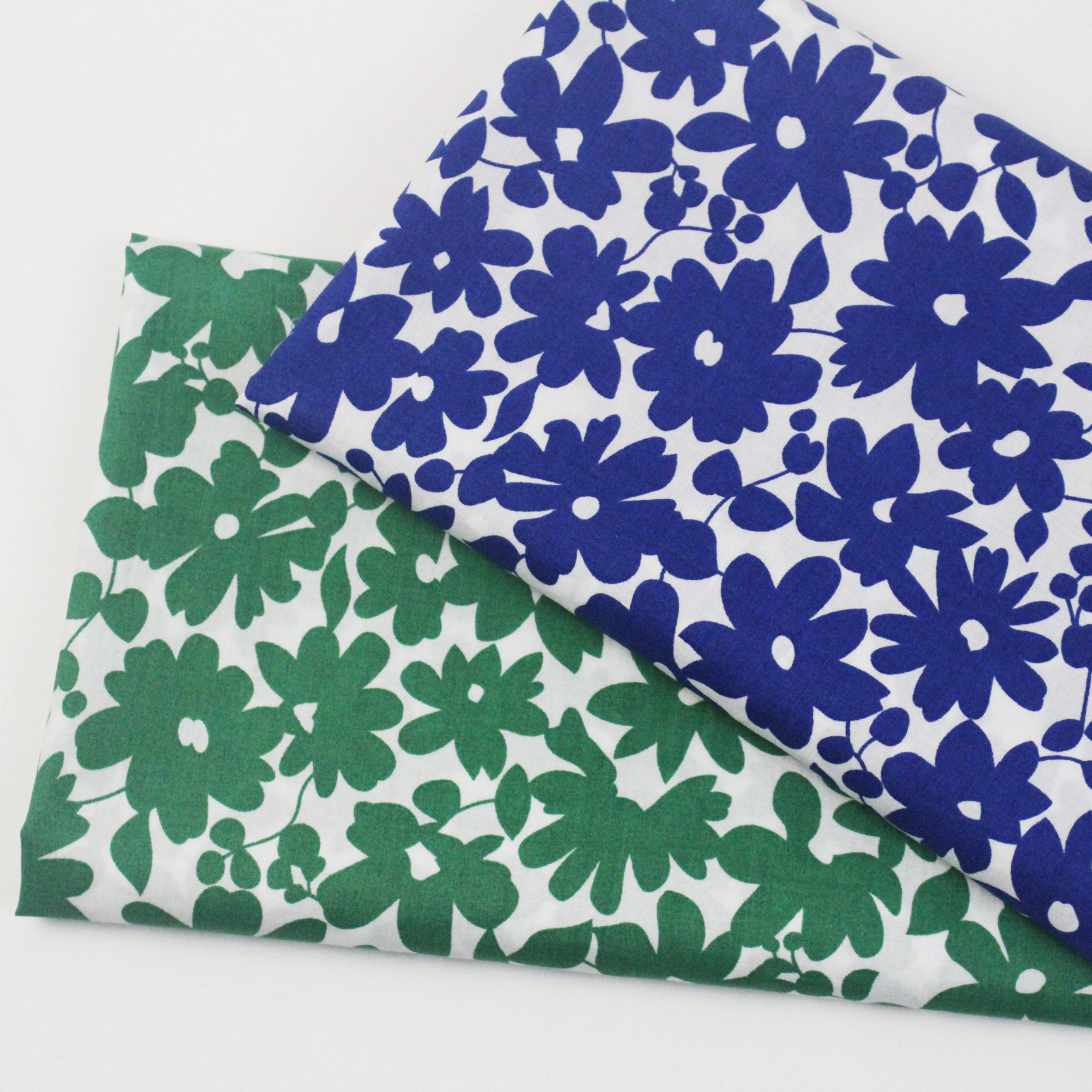 Full Craft Cotton Plain Poplin Flower Blue and Green Floral Water Pulp Printed Woven Shirt Fabric in stock Supply