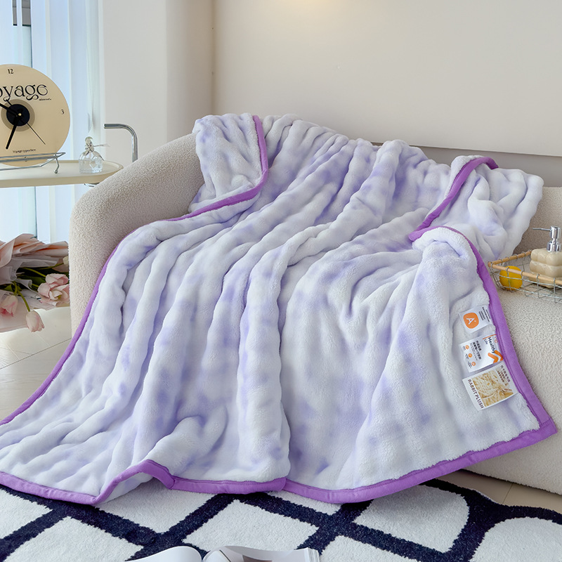 Picture of Amazon Cross-Border Warm Blanket Winter Thickened Blanket Office Milk Velvet Blanket Flannel Solid Color Rabbit Plush Blanket