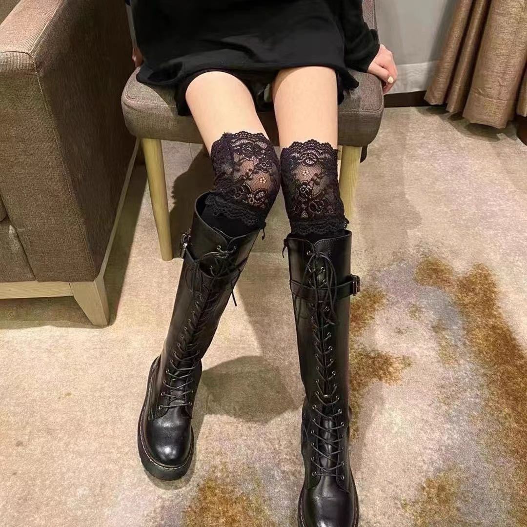 Picture of Lace Stockings Over the Knee Long Boots Autumn and Winter Pure Desire Style White Japanese Style Internet Celebrous JK Black and White Lace Hare Socks for Women