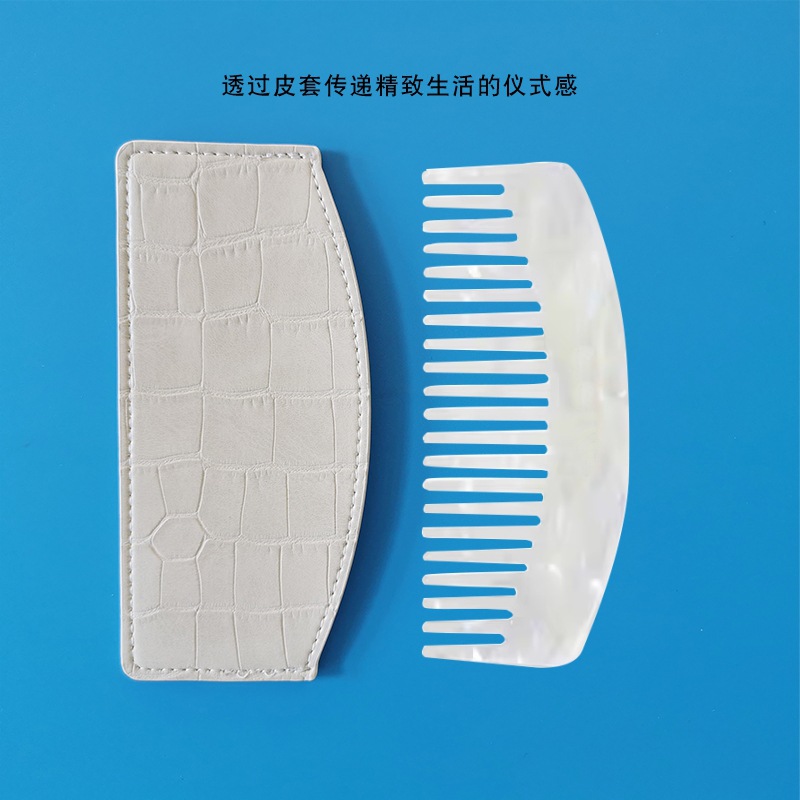 Cross-Border Exclusive Manufacturer's Ready-Made Crocodile Pattern Pu Comb Cover Portable Acetic Acid Comb Storage Cover Massage Comb Protective Cover