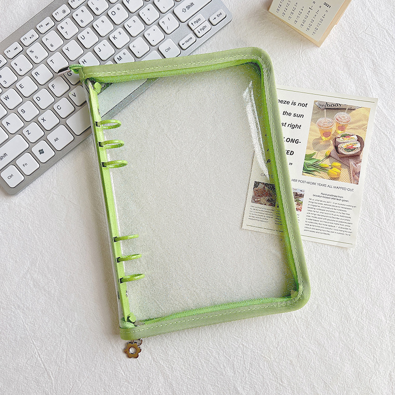 Picture of Spot Cute Popular Storage Bag Six-Hole Loose-Leaf Book Ins Style Star Chasing A5A6 Transparent Zipper Notebook Shell