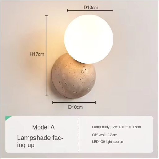 Picture of Wabi-Sabi Style Simple Yellow Travertine Wall Lamp Bedroom Modern Corridor Creative Model Room Aisle Living Room Hotel Bedside Lamp