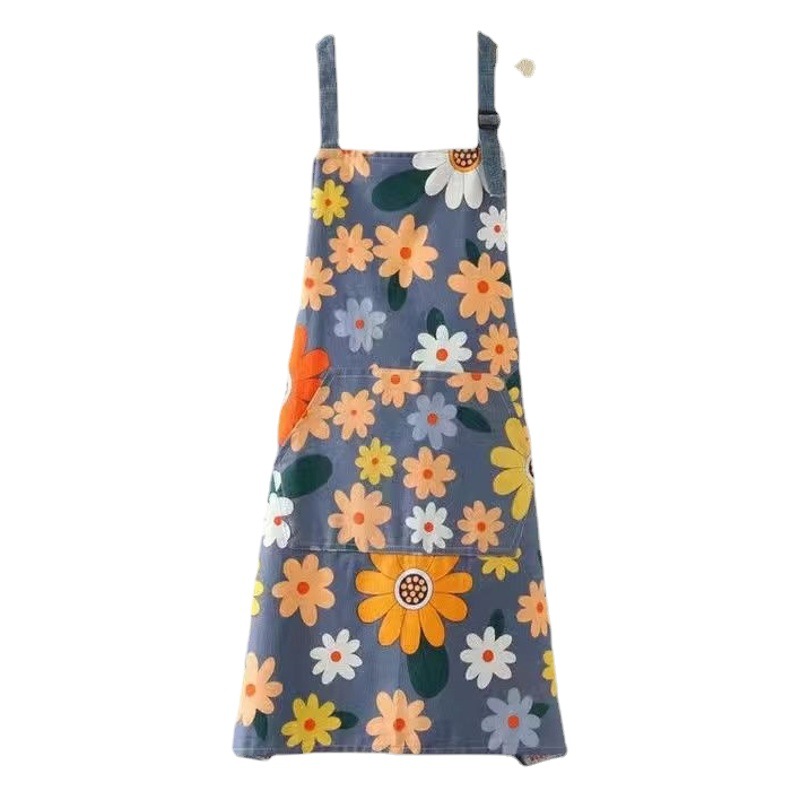Wholesale Fashion Flower Apron for Women's Kitchen Home Cooking Men's Plus Fat Waterproof Breathable Wear-Resistant Work Clothes Waterproof Apron