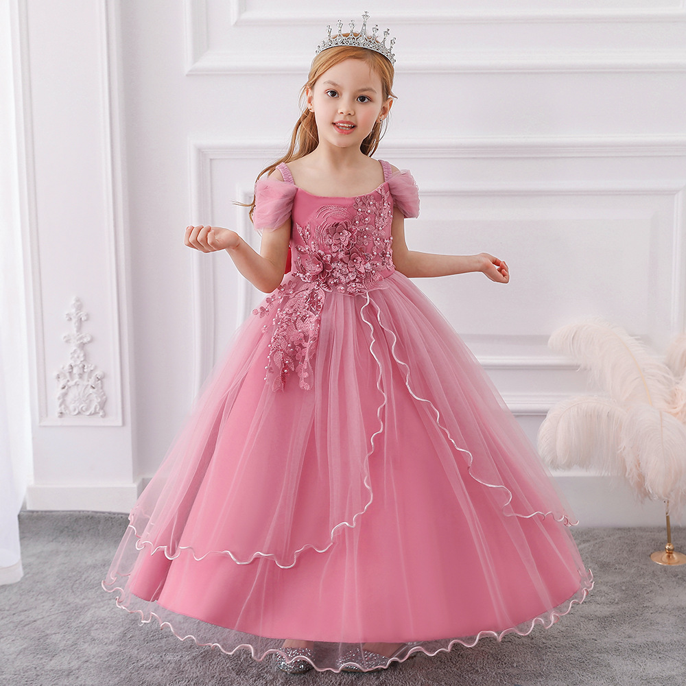 Picture of Cross-Border Kidsren's Dress Princess Dress One-Shoulder Girls Performance Clothing Long Tutu Skirtchilren Dress