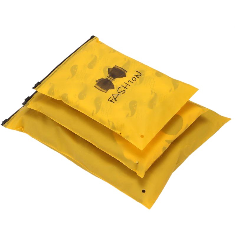 Yellow frosted zipper bag clothes pants bra underwear clothing socks packaging bag mask plastic self-sealing bag