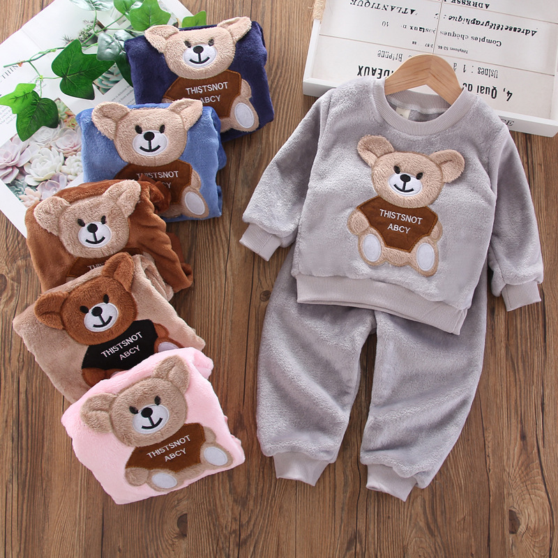 Picture of Baby Winter Pajamas Set 2025 New Baby Kidsren's Clothing Boys and Girls Autumn and Winter Flannel Home Clothes Trendy