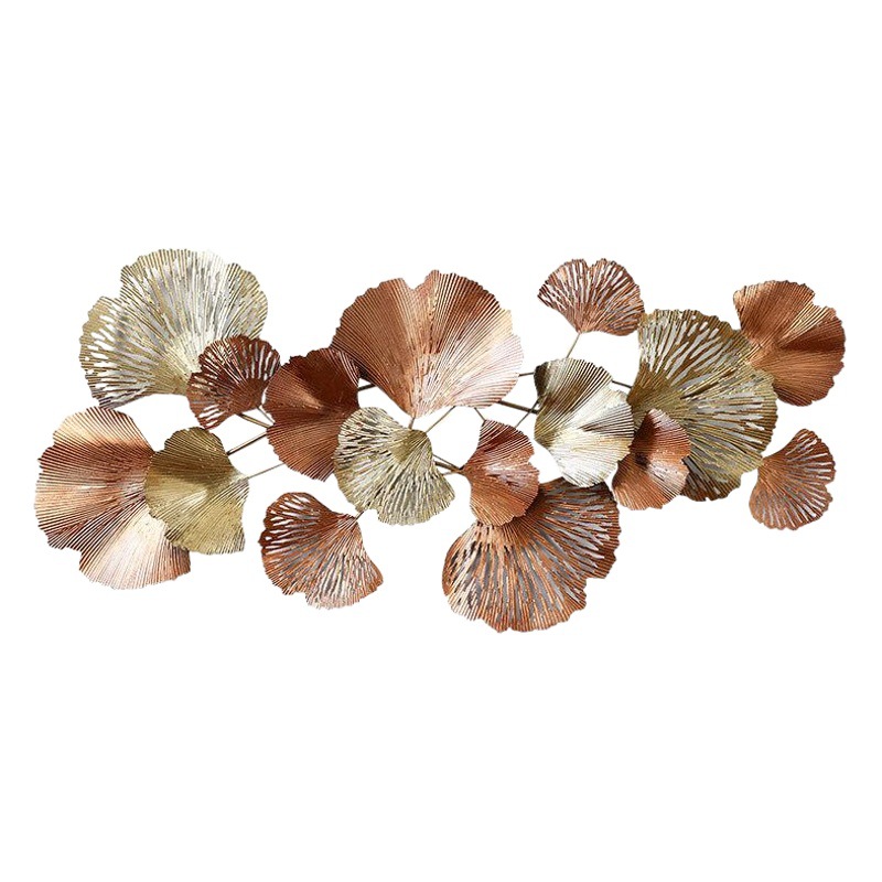 New Chinese Style Iron Ginkgo Leaf Light Luxury Living Room Background Wall Hanging Decoration Bedroom Wall Hanging Modern Three-dimensional Pendant
