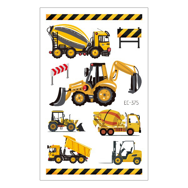 Picture of Cross-Border Supply Waterproof Children's Tattoo Stickers Cartoon Car Excavator Fire Truck Children's Traffic Tattoo Stickers