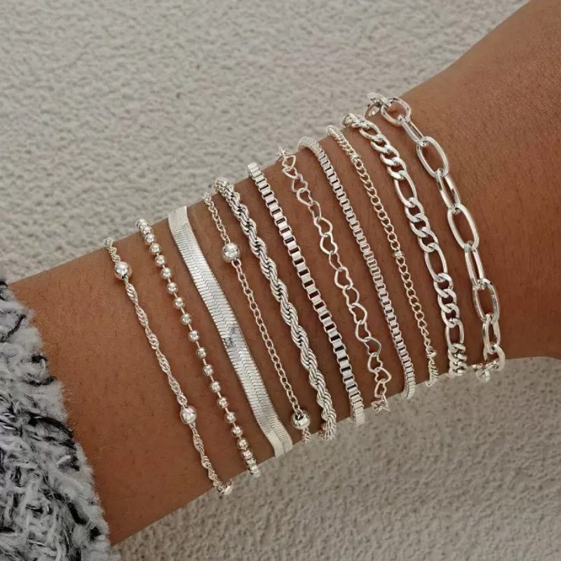 European and American Cross-Border Jewelry New Style Bohemian Normcore Hand Jewelry Metal Chain Women's Suit Multi-Layer Bracelet Accessories