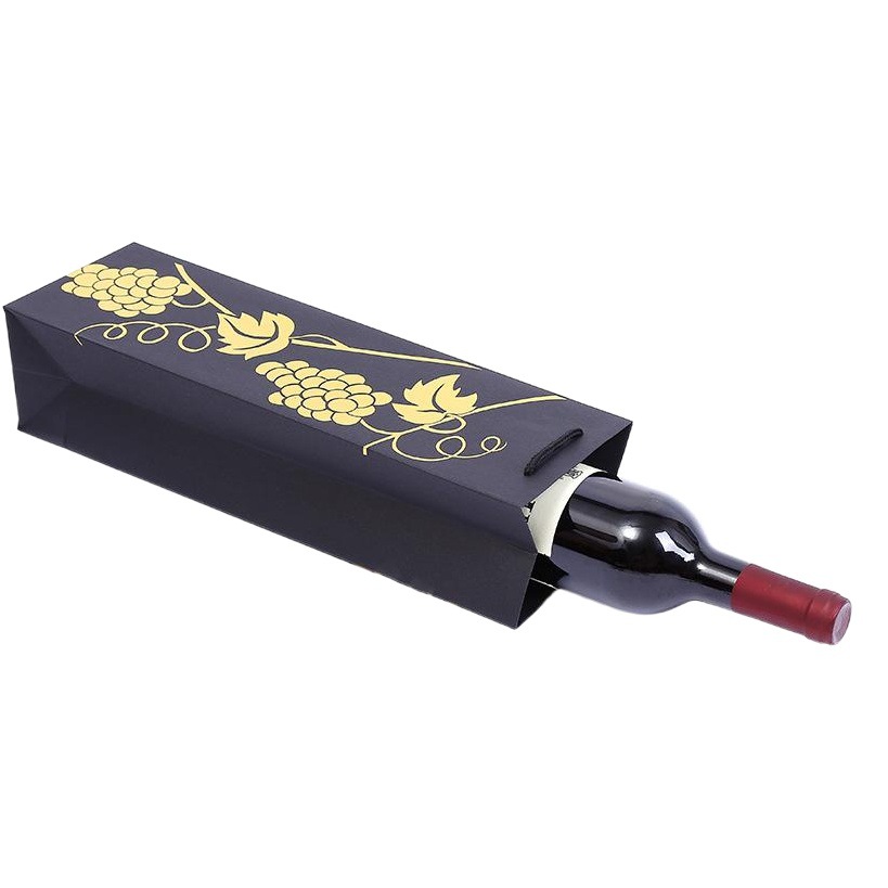 Picture of Red Wine Portable Paper Bag in Stock Hot Stamping Practical Red Wine Gift Packaging Bag Wine Portable Paper Bag Wholesale