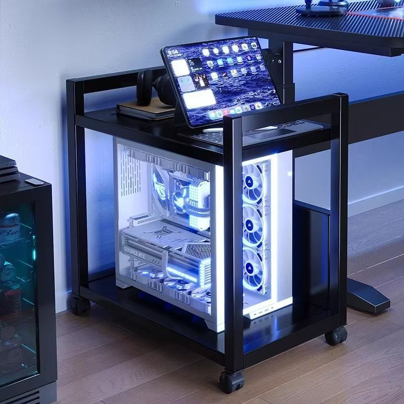Esports room computer host bracket, multi-layer movable chassis base, storage rack, floor-standing home under-desk trolley