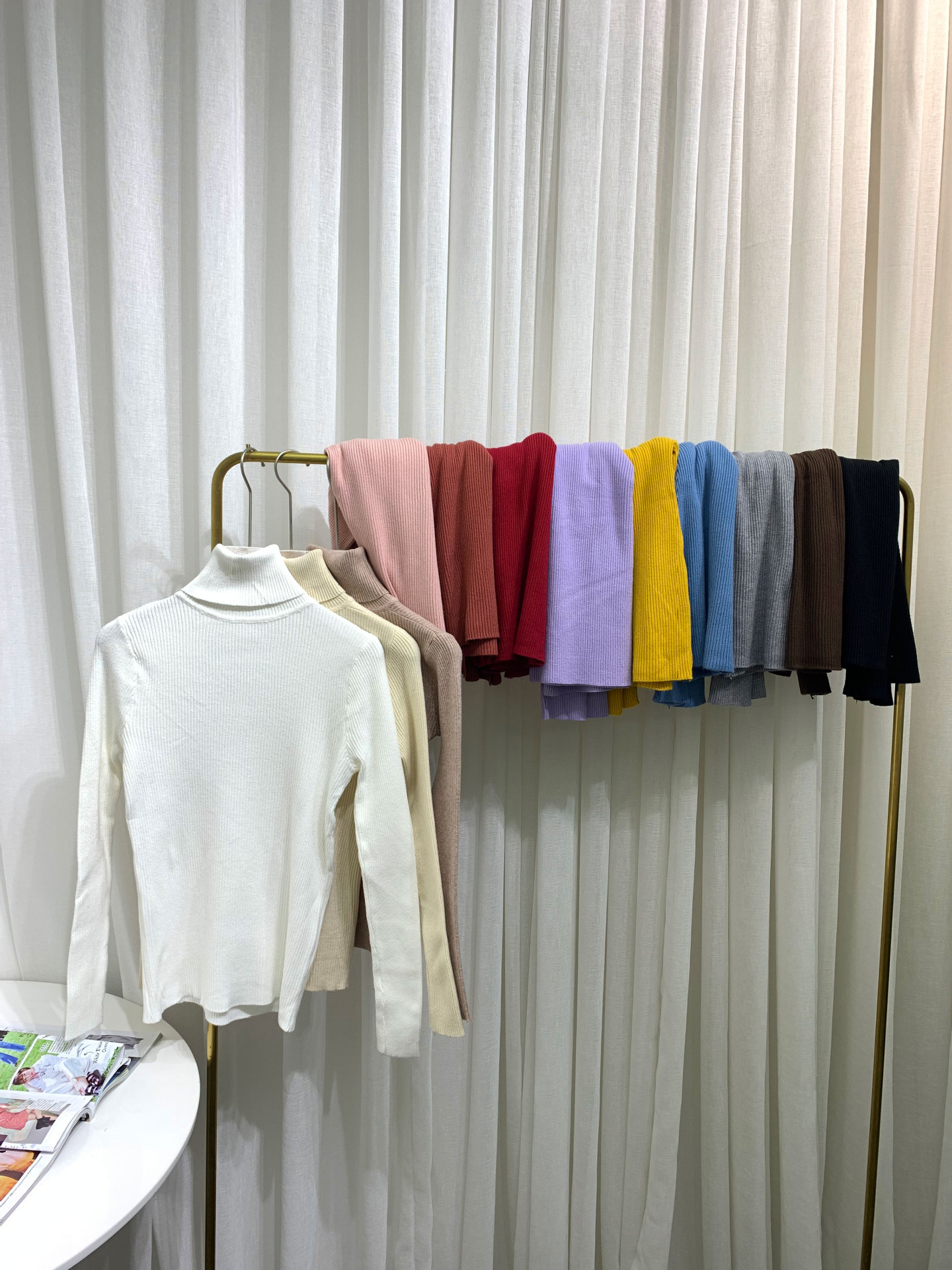 Picture of Autumn and Winter 2025 New Turtleneck Sweater Solid Color Long Sleeve Top Slim-fit Knitted Shirt Base Shirt Women's Styky Ins Trendy