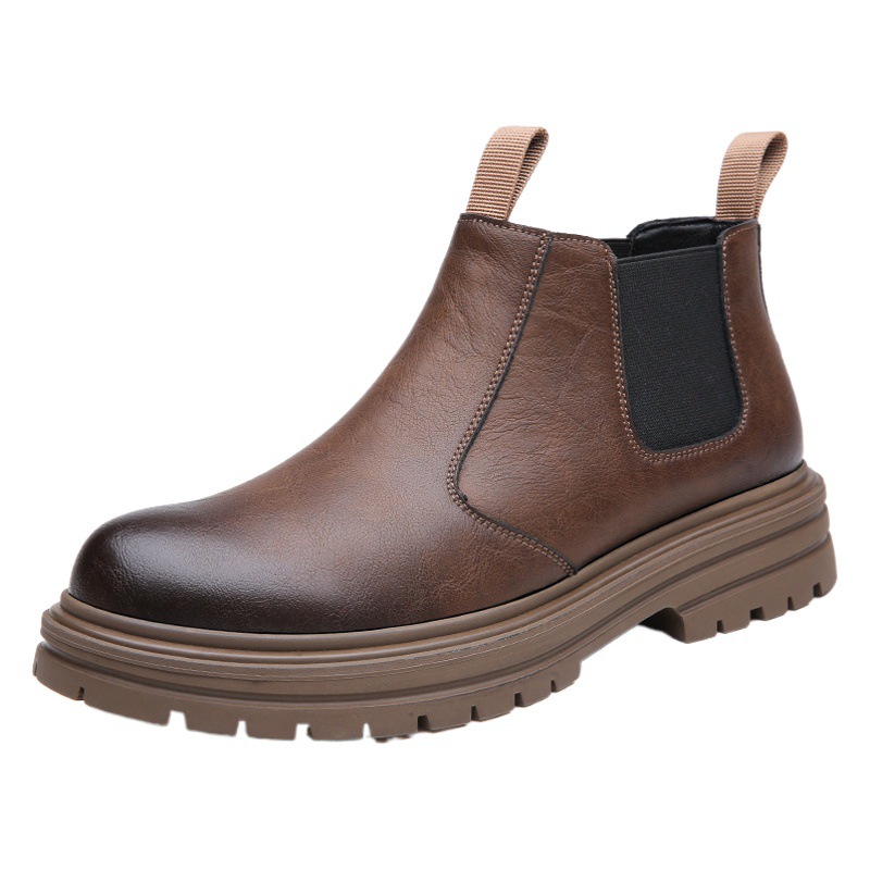Cigarette tube Chelsea boots autumn British wind high leather men's boots fleece-lined warm Martin boots men's tide shoes a generation of hair