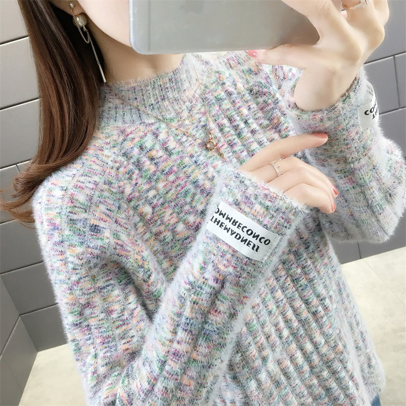 Picture of Women's Sweater 2024 Autumn and Winter New Women's Loose Outerwear Half Turtle Collar Top Popular Thickened Bottoming Shirt