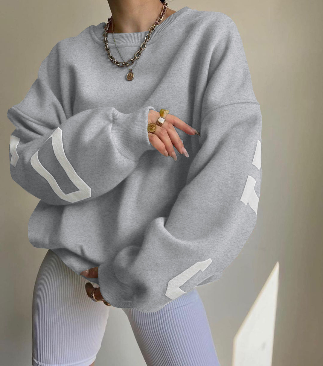 Picture of 2022 Amazon Cross-border European and American Women's Casual Fashion Printed Thickened All-match Top Long Sleeve Sweater