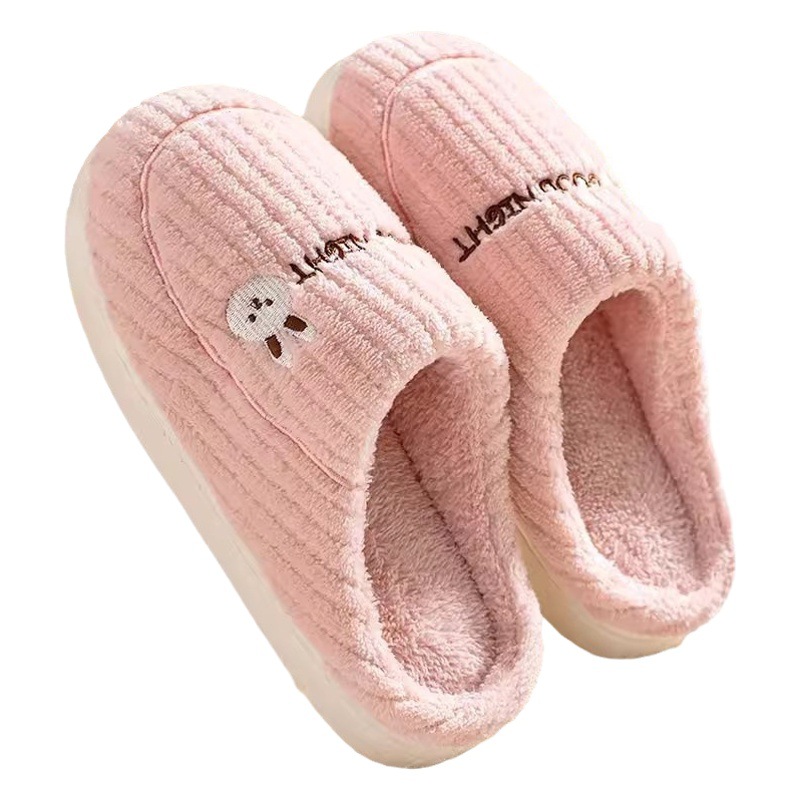 Picture of Factory wholesale cotton slippers men's non-slip indoor thickened plush warm couple thick bottom home winter cotton slippers women