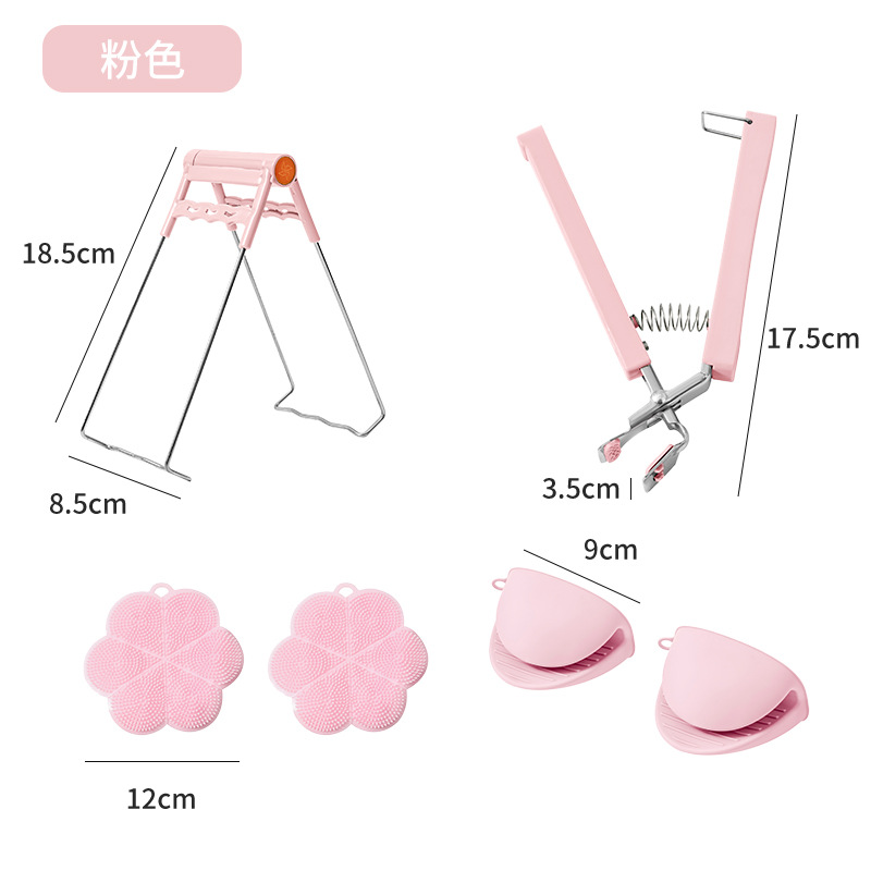 Picture of Small Wholesale Stainless Steel Household Anti-Scalding Three-Piece Set Steamer Plate Clamp Anti-Slip Plate Lifter Basin Clamp Artifact Dishes