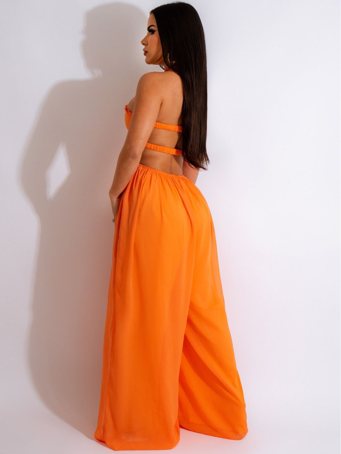 Picture of Cross-border e-commerce source factory Amazon best selling sexy chiffon chest-wrapped bare back wide-legged jumpsuit European and American women's clothing