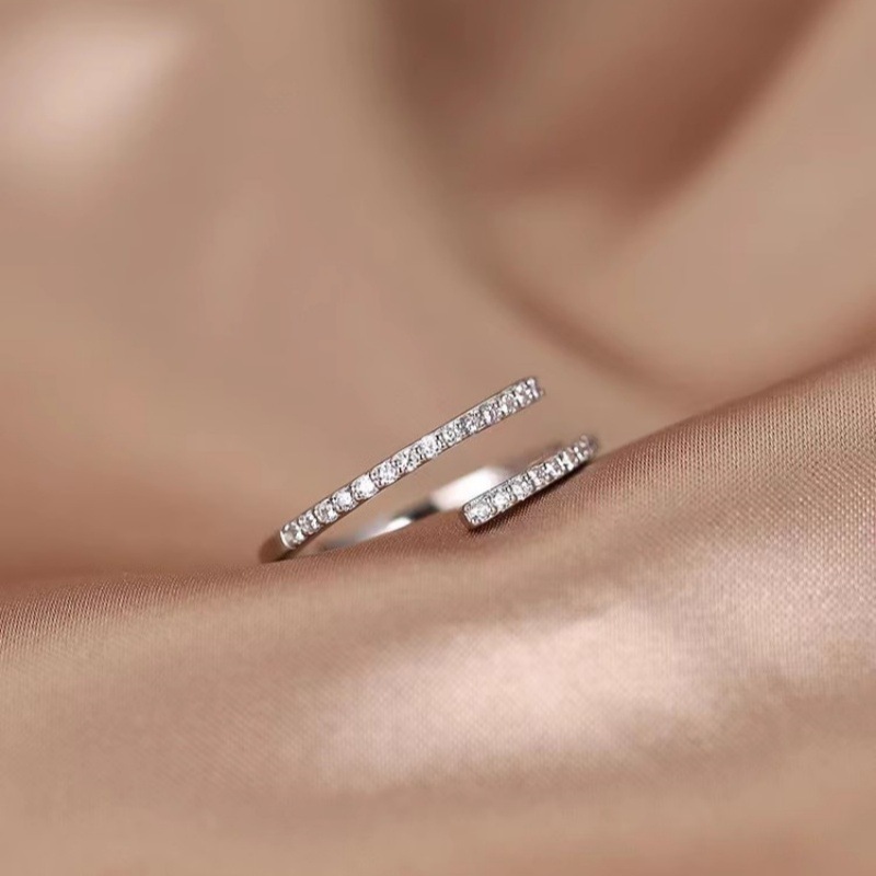 Simple Open-Ended High-End Index Finger Ring Korean Internet Celebrity Design Temperament Versatile Zircon Ring for Women