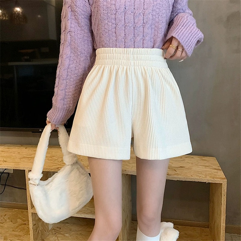 Autumn and Winter plus size chubby girl wide-leg pants women's high waist all-match corduroy shorts small casual bottoming boot pants