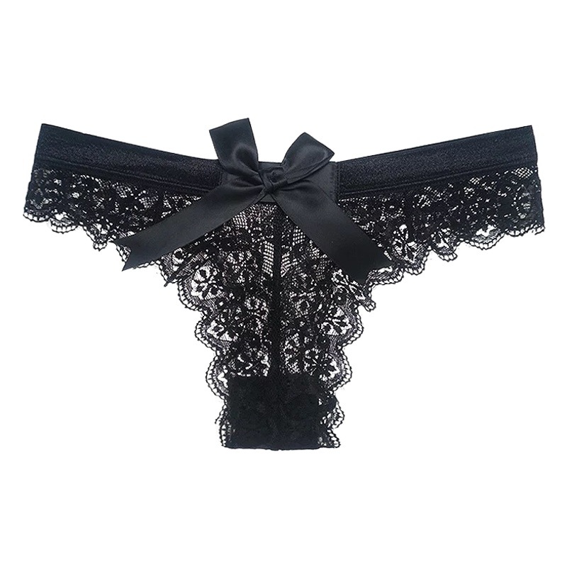 Europe and the United States foreign trade sexy lingerie ladies lace transparent bow underwear briefs thong wholesale